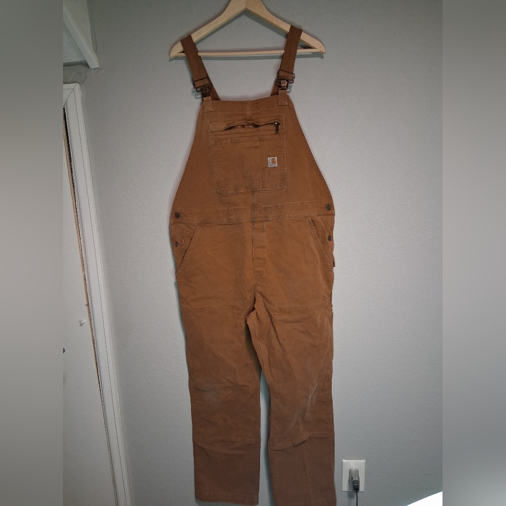 Carhartt Brown Bib Overalls XL Men’s Loose Fit Workwear Dungarees OR2438-W